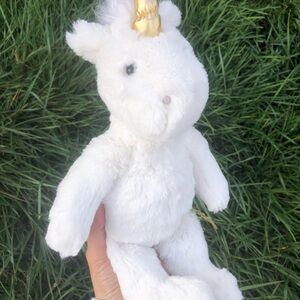 Pottery Barn Kids Plush Unicorn White Gold Stuffed Animal